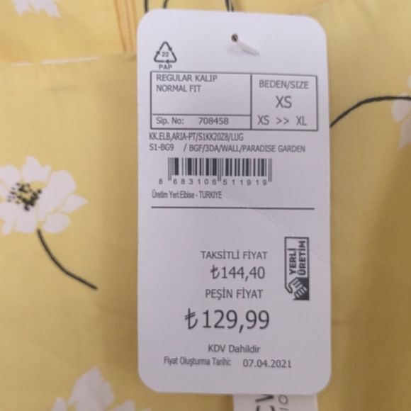 100% Cotton Square Neck Straight Balloon Sleeve Poplin Dress XS By LCW Vision - Picture 4 of 6